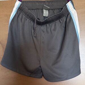 Women’s Grey Athletic Shorts with Light Blue Trim